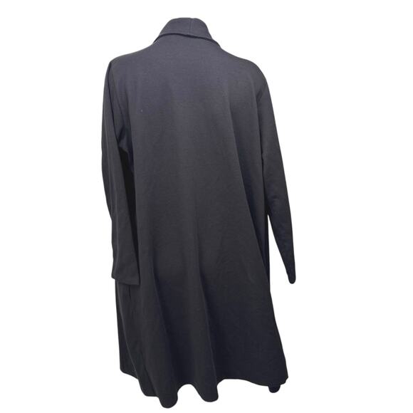 Breakout Black Draped Open Front Long Sleeve Asymmetric Cardigan Sweater Top M - Picture 2 of 3